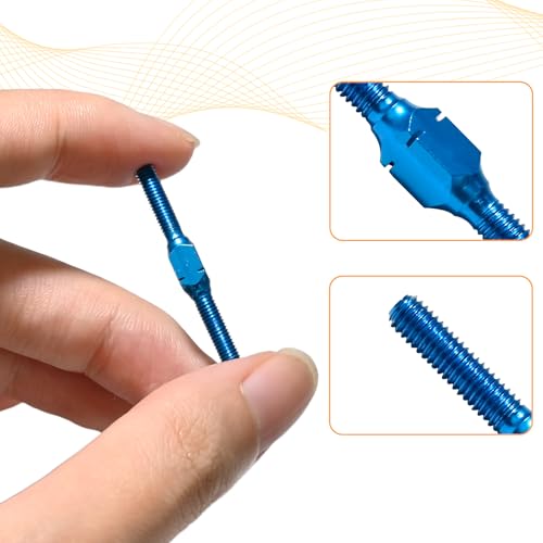 2PCS 3x32mm Aluminum Alloy Turnbuckle Shaft with M3 Threads, Push Rod Tie Rod Linkage Replacement for #54249, Compatible with 1/10 TAMIYA RC Crawlers Trucks On/Off-road Buggy Upgrade (Blue) - style: 2pcs-32mm #54249