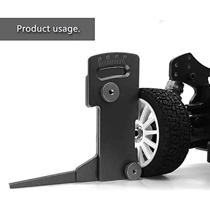 kingsea Aluminum RC Car Ruler Camber & Ride Height Gauge Adjustable Ruler Compatible with 1/8 1/10 HSP HPI Accessory (Black)