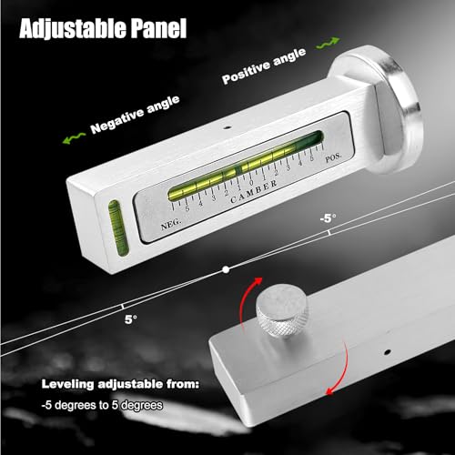 RULLINE Aluminum Alloy Magnetic Camber&Caster Gauge Wheel Alignment Tool | Universal for Car Truck RV Strut Alignment - size: Aluminum Alloy
