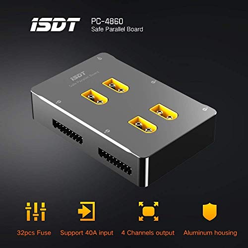 ISDT PC-4860s Lipo Battery Charge Board,1-8S XT60 Safe Parallel Charge Board Balance Charging Plate for RC Battery Charger Lithium Batteries(4 Channels)