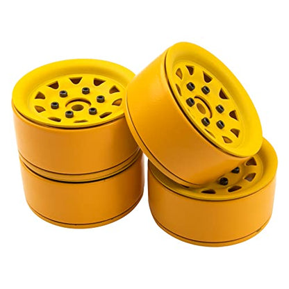 4Pcs ShareGoo Metal Wheel Hub Rims 1.9 Inch Beadlock Wheel Rim 25.5mm Thickness Compatible with Axial SCX10 90046 Wraith Traxxas TRX4 D90 Tamiya CC01 1/10 RC Crawler Car (Yellow) - color: Yellow