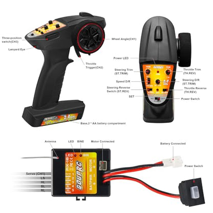GOUPRC 2 in 1 ESC & Receiver with 3CH 2.4GHz RC Transmitter ESC Remote Controller Receiver Combo for Axial SCX24 RC Car - style: 3CH Transmitter & Receiver