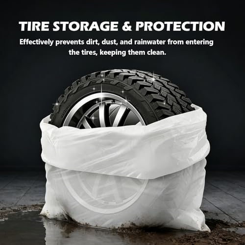 4PCS Extra-Large 48×28 Inch Tire Bags for Storage,Disposable Tire Covers for Cars for Tires Storage & Protection,Waterproof Dustproof Tires Storages Bags Car Accessories