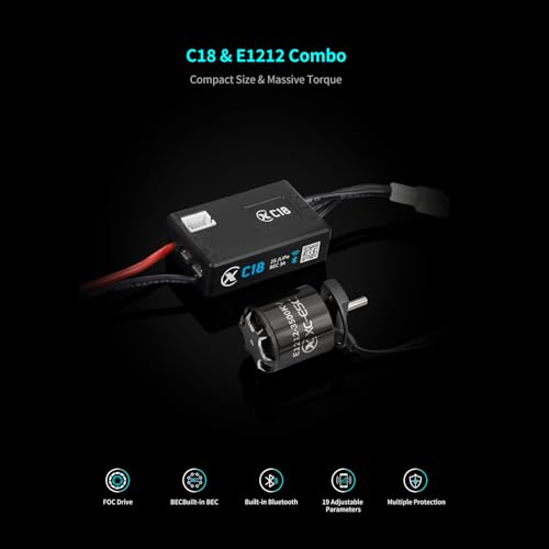 XC C18 Brushless ESC & E1212 Motor,30A Current,2S Lipo | APP control,FOC,1/18 1/24,Compact and lightweight,Outrunner