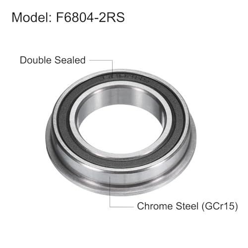 uxcell F6804-2RS Flanged Ball Bearing 20x32x7mm Double Sealed Chrome Steel Flange Bearings, 10pcs - size: F6804-2RS 20x32x7mm