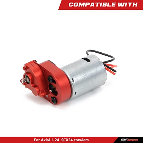 RCAWD SCX24 370 34T Electric Motor Carbon Brushed Motor & Center Gear Housing, Transmission with Steel Gears Upgrades Parts for Axial 1/24#AXI90081#AXI00001#AXI00002#AXI00005#AXI00006 Red - color: Red