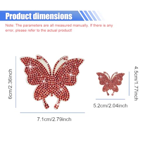 Craedli 8PCS Bling Butterfly Sticker Car Decals, Crystal Rhinestone Butterfly Decal with Self-Adhesive Backing for Women, Glitter Diamond Car Body Bumper Sticker for Window Laptop Luggage (Red) - color: Red