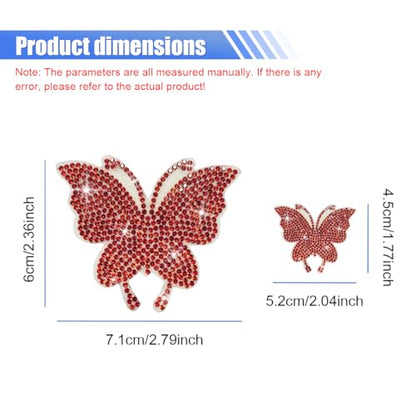 Craedli 8PCS Bling Butterfly Sticker Car Decals, Crystal Rhinestone Butterfly Decal with Self-Adhesive Backing for Women, Glitter Diamond Car Body Bumper Sticker for Window Laptop Luggage (Red) - color: Red