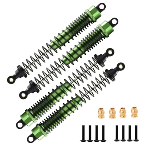 RC Shock Absorber Damper 130mm Adjustable for RC Car 1/10 Crawler Truck HPI HSP Losi Axial Tamiya Redcat Upgrade Part 4pcs/Set(Green) - color: Green