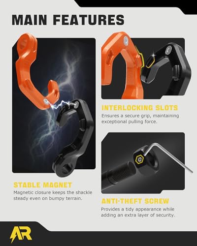 D Ring Shackles, 3/4" Separate Shackles with 7/8" Pin, Heavy Duty Recovery Shackle 57320lbs Break Strength, 4x4 Off-Road Recovery Towing Winch Shackles for Trucks, Black Orange 2-Pack - color: Black Orange