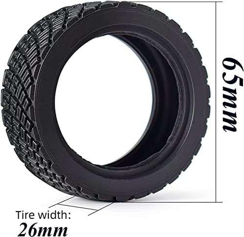 4PCS 65mm RC Rally Car Rubber Tires and 6-Spokes Wheel Rims 12mm Hex Compatible with 1/10 RC On-Road Rally Racing Car HSP Tamiya Sakura HPI WR8 HSP TT02 WLtoys (Red) - color: Red