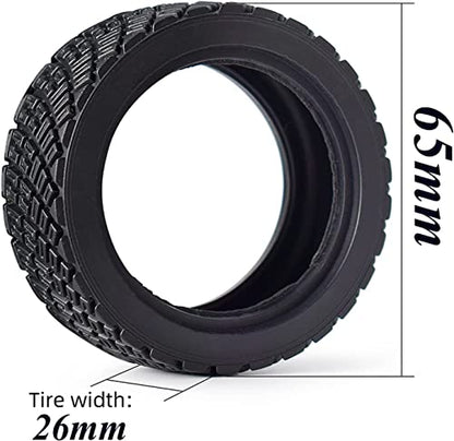 4PCS 65mm RC Rally Car Rubber Tires and 6-Spokes Wheel Rims 12mm Hex Compatible with 1/10 RC On-Road Rally Racing Car HSP Tamiya Sakura HPI WR8 HSP TT02 WLtoys (Red) - color: Red