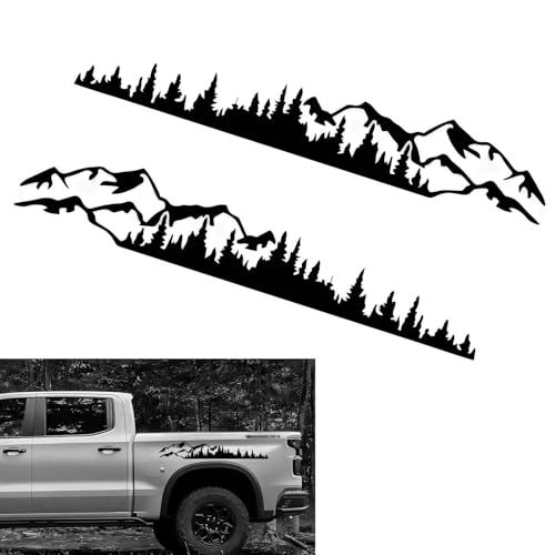 2 PCS Car Mountain Tree Forest Vinyl Decals, 39.4" x 6.7" Self-Adhesive Waterproof Car Body Door Side Stickers Decoration, Universal for Most Cars, SUVs, RVs, Trucks
