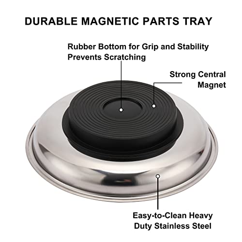 Mayouko 3PCS Magnetic Parts Tray Set, Stainless Steel Dish Holder, for Screw, Nuts, Bolts, Small Parts, Round Rectangular Magnetic Parts Dish - color: Mini, Round & Rectangular Tray Set