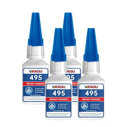495 Instant Adhesive Super Glue Industrial Grade Clear 20g Suitable for Metal Rubber and Plastic 4 Pack - size: 495, style: 4 Pack
