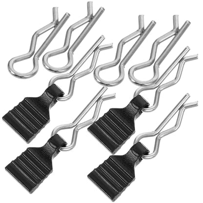Rc Car Body Clips with Pull Tabs 1/24 Scale Aluminum Alloy Pins Set for Rc Car Shell Replacement and Secure Mounting, Black, Compatible with Scx24 Models for Remote Control Vehicle