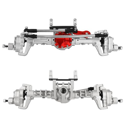CNC Anodized Complete Front & Rear Portal Axle for 1/10 RC Crawler Car Axial SCX10 II Deadbolt 90046 90047 SCX10 90028 90027 Metal Upgrade Parts (Silver) - color: Silver