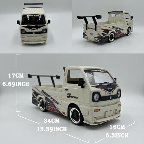 YUCT WPL D14s 1:10 4WD RC Truck - 15MPH Brushless 2435 Motor 2.4GHz Off Road Climbing Crawler Drift Car with Mudguard Body Kit
