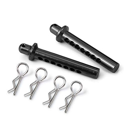 RC-Hub 2pcs Aluminum Front Body Mounts Post with Clips Pins for 1/10 AXIAL SCX10 90046 RC Crawler Cars(Black) - color: Black