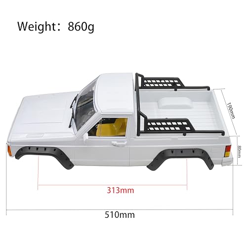 1/10 RC Crawler Hard Body Shell Kit - 313mm Wheelbase Cherokee Body for Axial SCX10, SCX10 II 90046, 90047 & TRX4 Kits (Pickup-Nardo Gray) - color: Pickup-nardo Gray