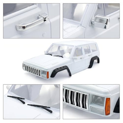 1/10 RC Crawler Hard Body Shell Kit – 313mm Wheelbase Cherokee-Style Body for Axial SCX10 / SCX10 II (90046/90047) & TRX4 (White) - color: White
