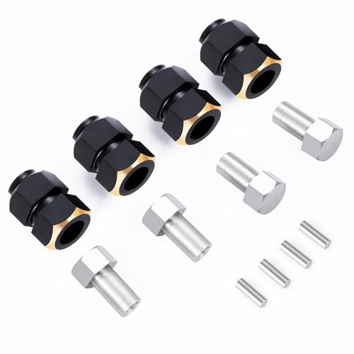 RC Brass Wheels Hex Hub 10mm Extension Hex Drive Adapter Counterweight Offset Spacers for Redcat Ascent-18 TRX4M Defender Bronco K10 F150 1/18 RC Crawler Car Upgrades Parts (Black)