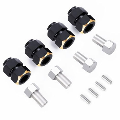 RC Brass Wheels Hex Hub 10mm Extension Hex Drive Adapter Counterweight Offset Spacers for Redcat Ascent-18 TRX4M Defender Bronco K10 F150 1/18 RC Crawler Car Upgrades Parts (Black) - color: Black