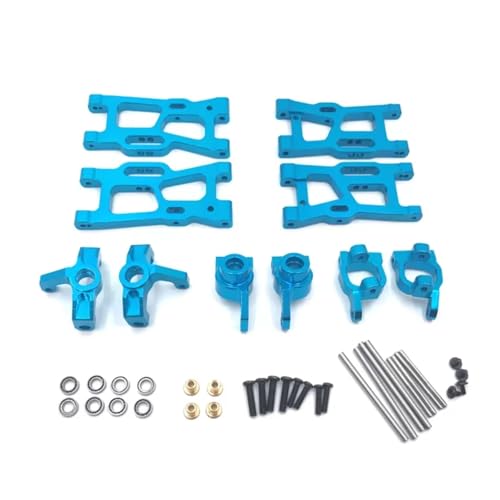 for Wltoys 144001 144010 124007 124008 124016 124017 124018 124019 RC Car Metal Suspension Arms Steering Cup Hub Carriers Set Upgrade Parts Rc Car Swing Arm(Blue) - color: Blue