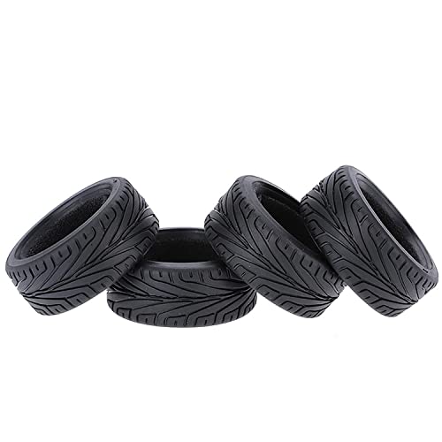 RC On-Road Car Tyres,WONFAST 4PCS/Set 65mm Grain Drift Soft Rubber RC Tire for 1/10 Racing HSP Tamiya HPI Kyosho RC On Road Run-flating Car Parts - color: 65mm-black