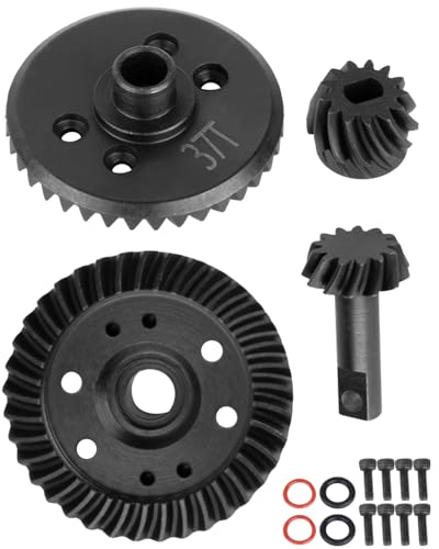 RC 13-37T Differential Gear Assembly Upgrades Part for 1/10 4x4 Slash Rustler Stampede Hoss Slayer T-MAXX XO-01 Summit Revo,Steel Front Rear Gearbox Helical Gears