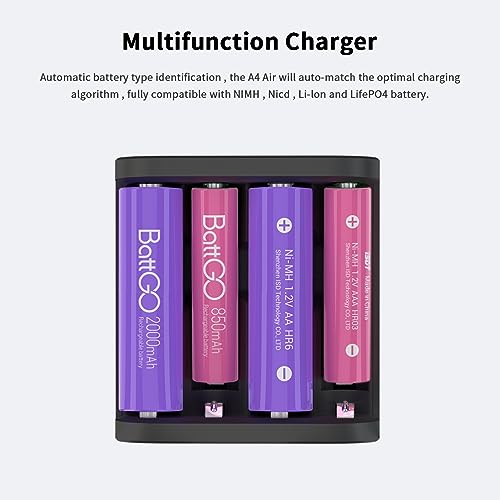 A4 Air AA Battery Charger 10W 1.5A DC AAA Smart Charger USB Input Wireless for 10500 12500 NiMH NiCd Li-lon LiFePO4 Battery - color: ISDT23