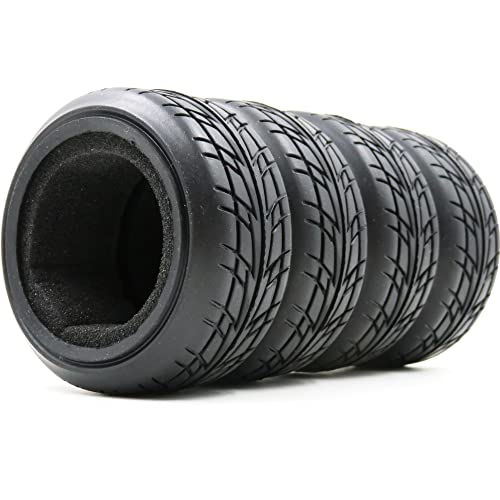 HOBBYSOUL 1/10 On Road Tires Arrows Soft Rubber Tyres Height 65mm fit 1/10 Traxxas HSP Tamiya HPI Kyosho RC On Road Run-flating Car, Pack of 4