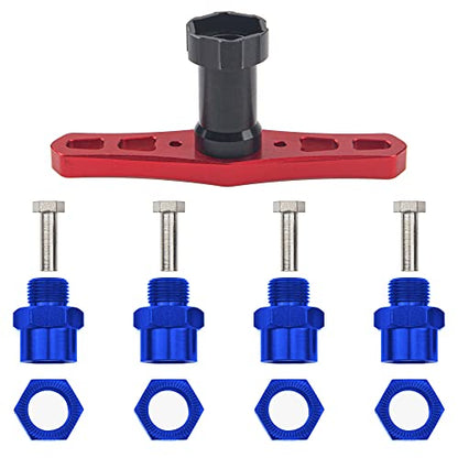 Metal 12mm to 17mm Wheel Hex Adapter Adaptor Converter & 17mm Wheel Hex Wrench & 12mm to 17mm Wheel Hex Drive Hub Adapter 15mm Offset Extension