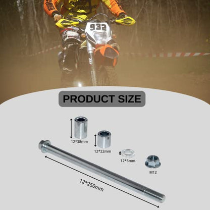 12mm 250mm Front Rear Axle with Bush 38mm 22mm 5mm Fit for PIT PRO Dirt Bike Scooter QUAD ATV 50cc 110cc 125cc