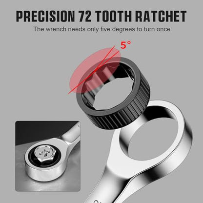 GRENPRO 22PC Ratcheting Wrench Set SAE&Metric Combination Open End Wrenches | 1/4"-3/4"&6-18mm Ratchet Wrenches, Gauge CR-V 72-Tooth 5° Swing 12Pt Mechanic Tools Sets, Roll Pouch for Auto & Home Repair - style: 22PCS Ratcheting Wrench Set Metric&SAE