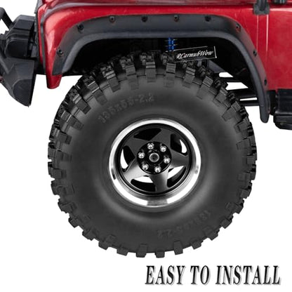 RC 2.2" Beadlock Wheels and Tires for 1/8 1/10 RC Crawler SCX10 III 90046 TRX4 D90,2.2in Beadlock RC Rims 2.2in RC Beadlock Tires,4pcs,Black - color: Black(4pcs)