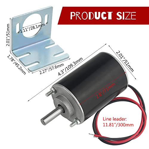 WMYCONGCONG DC Motor 12/24V 30W High Speed CW/CCW Permanent Magnet Motor (12V DC 3500RPM) and 37mm Dia Mounting Bracket Holder w/ 6mm Hex Coupling, Random Color(Silver or Black)