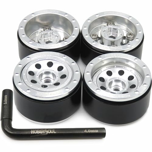 Adjustable Offset 1.0 beadlock Wheels Silver +1mm Positive & -3mm Negative Offset Heavy 1.0 Wheels Rims for RC Micro Crawler 1/18 Traxxas TRX4M Axial SCX24 AX24,(4-Pack) - color: Silver