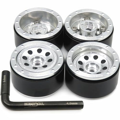 Adjustable Offset 1.0 beadlock Wheels Silver +1mm Positive & -3mm Negative Offset Heavy 1.0 Wheels Rims for RC Micro Crawler 1/18 Traxxas TRX4M Axial SCX24 AX24,(4-Pack) - color: Silver