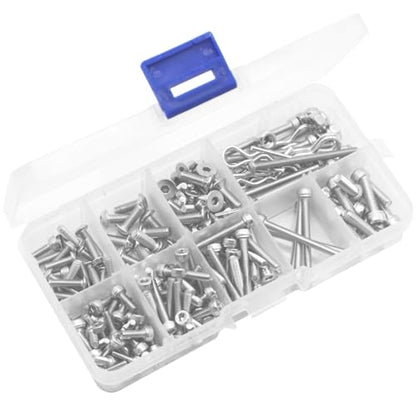 205PCS ShareGoo Stainless Steel M3 M4 Screws,Wheel Hexagon Nut, R Pin RC Screw Kit Compatible with Axial RC4WD Traxxas Slash 4x4 Short Truck Off-Road RC Car Truck