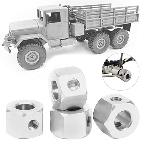 VGEBYRC Hex Extension, 5mm to 12mm Aluminum Alloy Wheel Extension Hex Drive Hub Adapter for RC Car WPL D12 RC Truck(Silver)