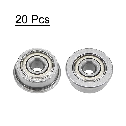 uxcell F623ZZ Flanged Ball Bearing 3x10x4mm Double Shielded Chrome Steel Flange Bearings, 20pcs - size: 3x10x4mm
