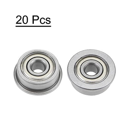 uxcell F623ZZ Flanged Ball Bearing 3x10x4mm Double Shielded Chrome Steel Flange Bearings, 20pcs - size: 3x10x4mm