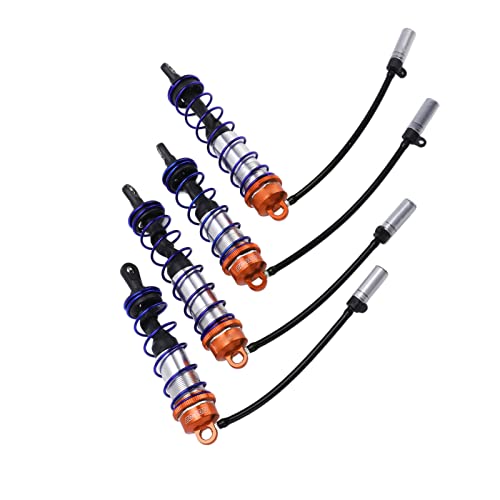 RC Damper, Aluminum Alloy Oil Adjustable Front Rear Shocks with High Elasticity Spring 4PCS for 1/8 Scale RC Crawler Truck Truggy Off-Road Racing and Hobbyist Use - color: Orange