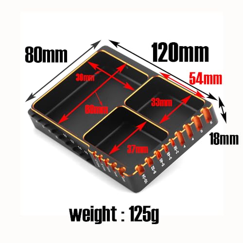 REDSPIDER High Strength Aluminum Alloy RC Screw Tray, Black and Gold, Used for RC Model Toy Repair, Spiral Tray nut Washer Storage Tool for RC car Ship Aircraft Models