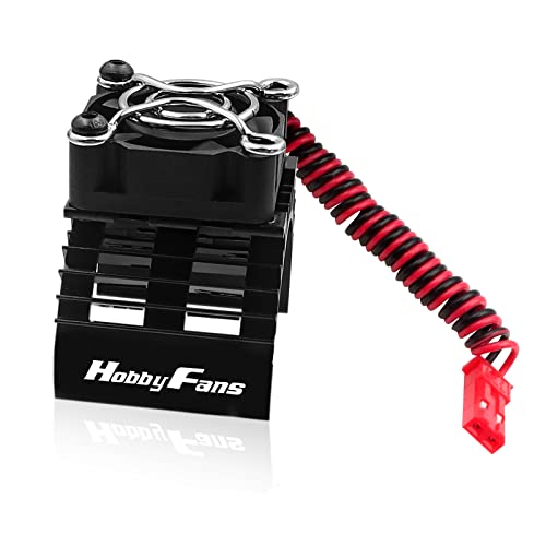 RC Motor Heat Sink with 5V Cooling Fan Fit 540 550 3650 F540 3660 3670 Size Brushless Motor Engine Heatsink for 1/10 RC Car Truck Buggy Crawler - style: Black