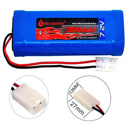 7.2V 3800mAh OXWINOU Battery Pack High Capacity 6-Cell NiMH Flat Battery Pack, Replacement Hobby Battery for RC Car, RC Truck, RC Tank, RC Boat with Standard Tamiya Connector (1Pack) - color: 1-Pack 7.2V NiMH 3800mAh Battery