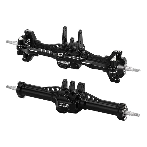 INJORA Front&Rear Axles Set - +4mm Extended Aluminum Complete Axles for TRX4M Upgrade 1/18 RC Crawler Car - size: Front&Rear
