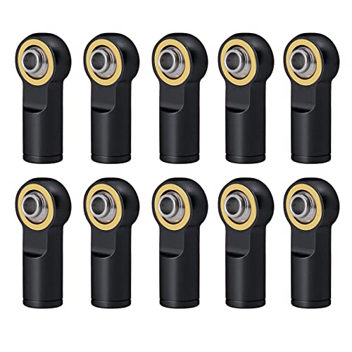 QUE-T 10Pcs Metal Left-Hand Thread Link Rod End M4 Ball Joint Head for RC Crawler Car Boat (Black) - color: Black