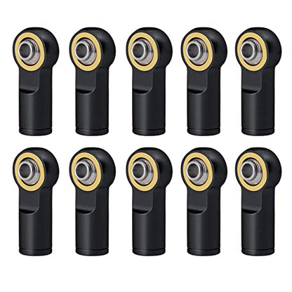 QUE-T 10Pcs Metal Left-Hand Thread Link Rod End M4 Ball Joint Head for RC Crawler Car Boat (Black) - color: Black